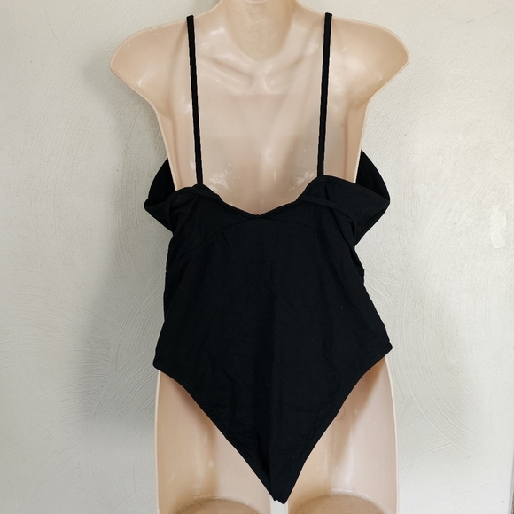 Haoduoyi Saige Black Plunge Strappy Bodysuit Size Womens XL NEW with Tags - Picture 2 of 13